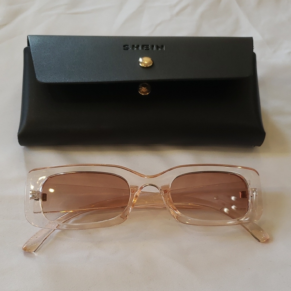 SHEIN Pink-Beige Sunglasses with Black Case